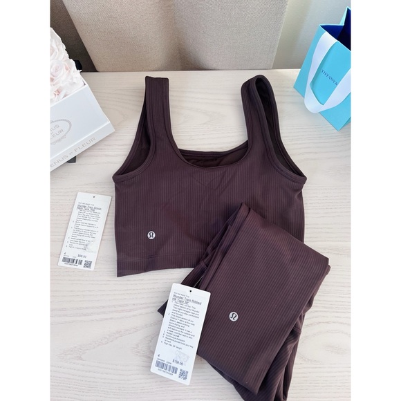 lululemon athletica Pants - SET Lululemon Wunder Train Ribbed Espresso Size 4